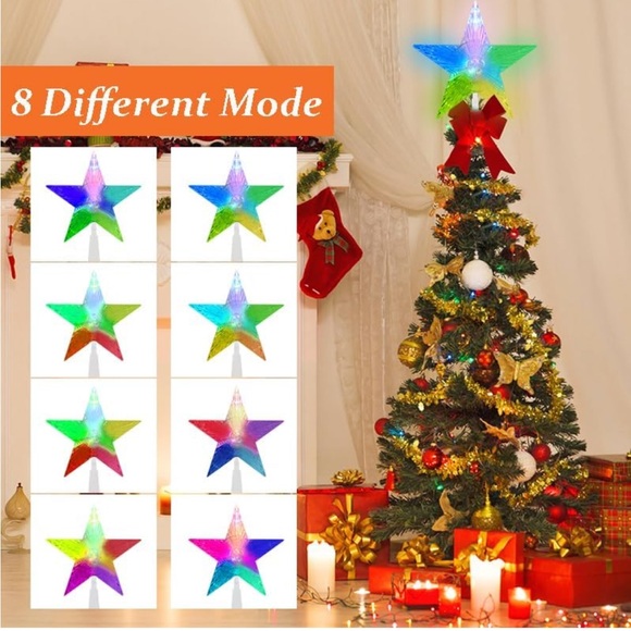 {Profully} LED Christmas Star Tree Topper, Color Changing w Remote 8 modes 3AAA - Picture 4 of 6